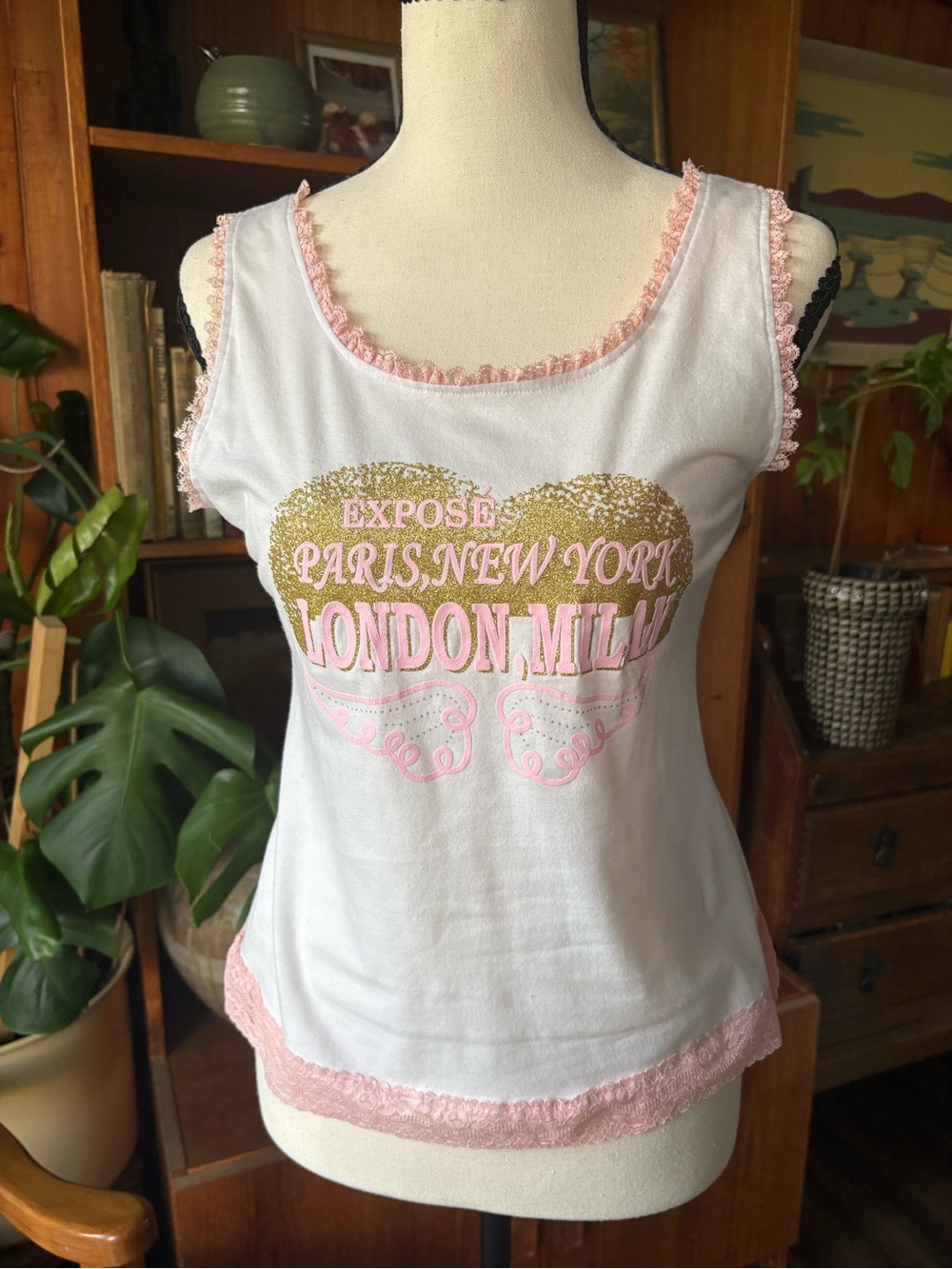Y2K Vintage Baby Tank Pink Ruffle L